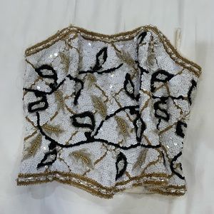 Vintage George F. couture 100% silk bustier corset beaded